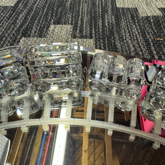 Rare (6) Piece Swarovski Crystal Train Set With Display Mirrored Tracks - Picture 8 of 9